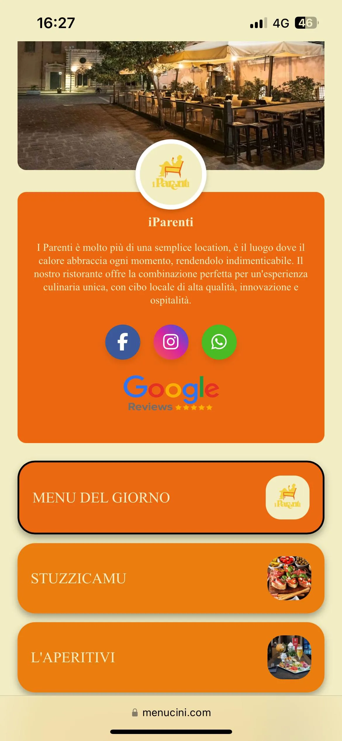 iParenti Family Coctail Menu