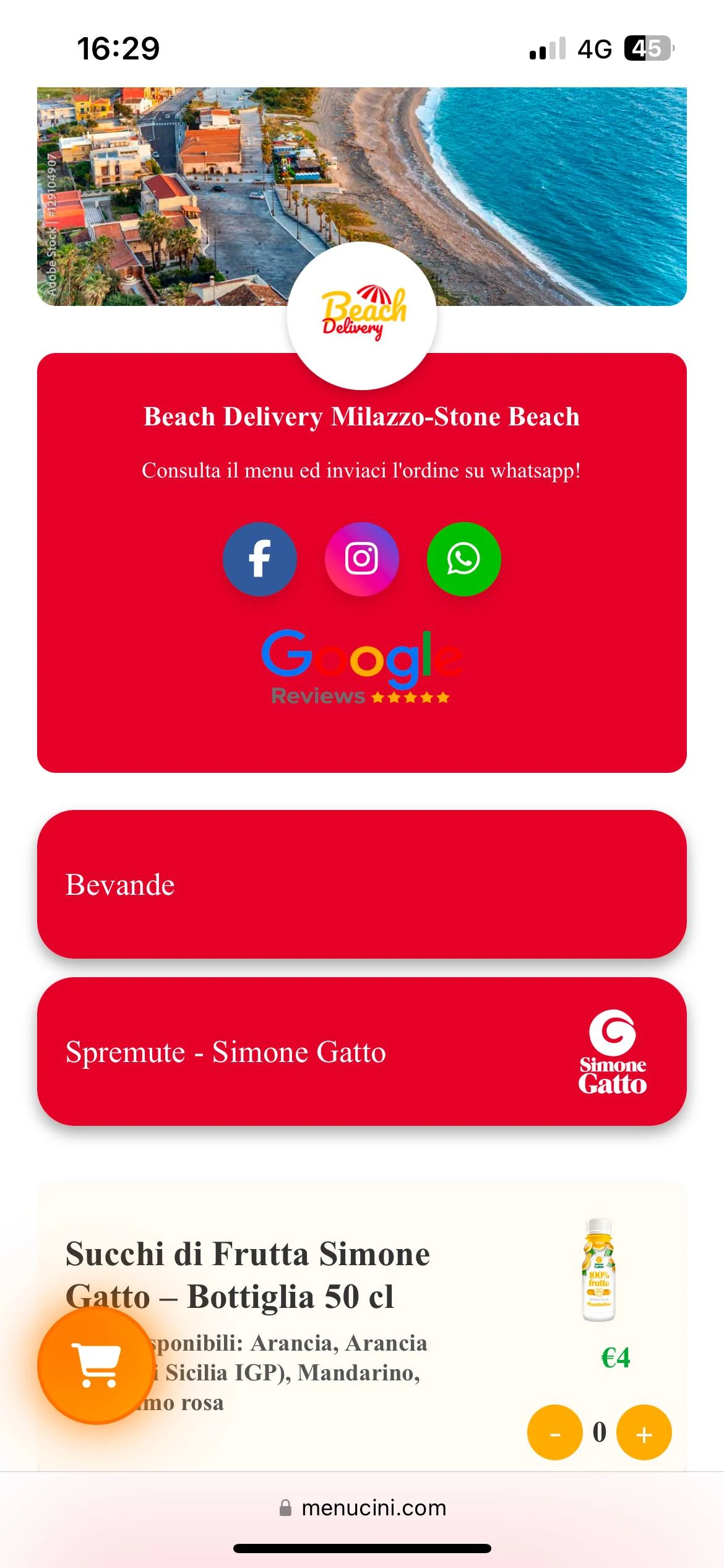 Beach Delivery Milazzo-Stone Beach Menu